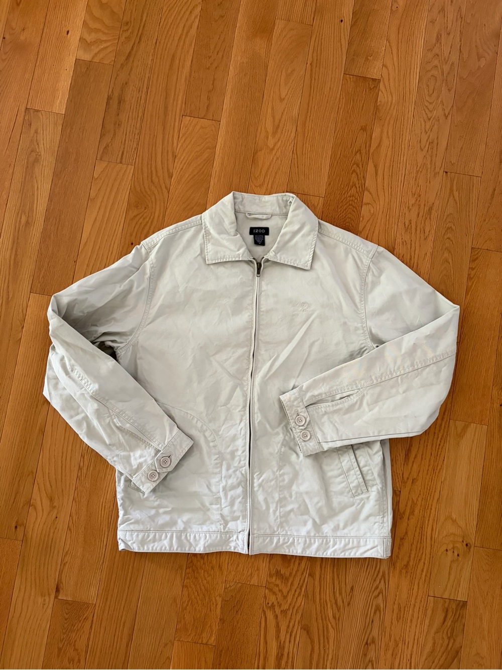 Izod Men's Light Cream Zip-Front Shirt Jacket